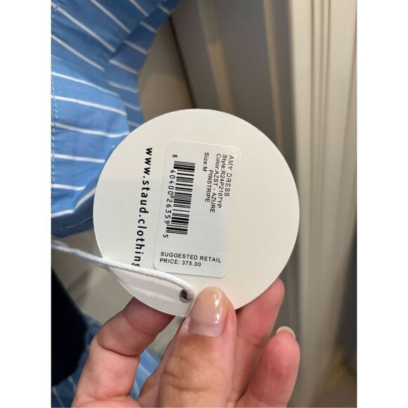 NEW WITH TAGS!! STAUD AMY DRESS AZURE PINSTRIPE - Picture 6 of 9